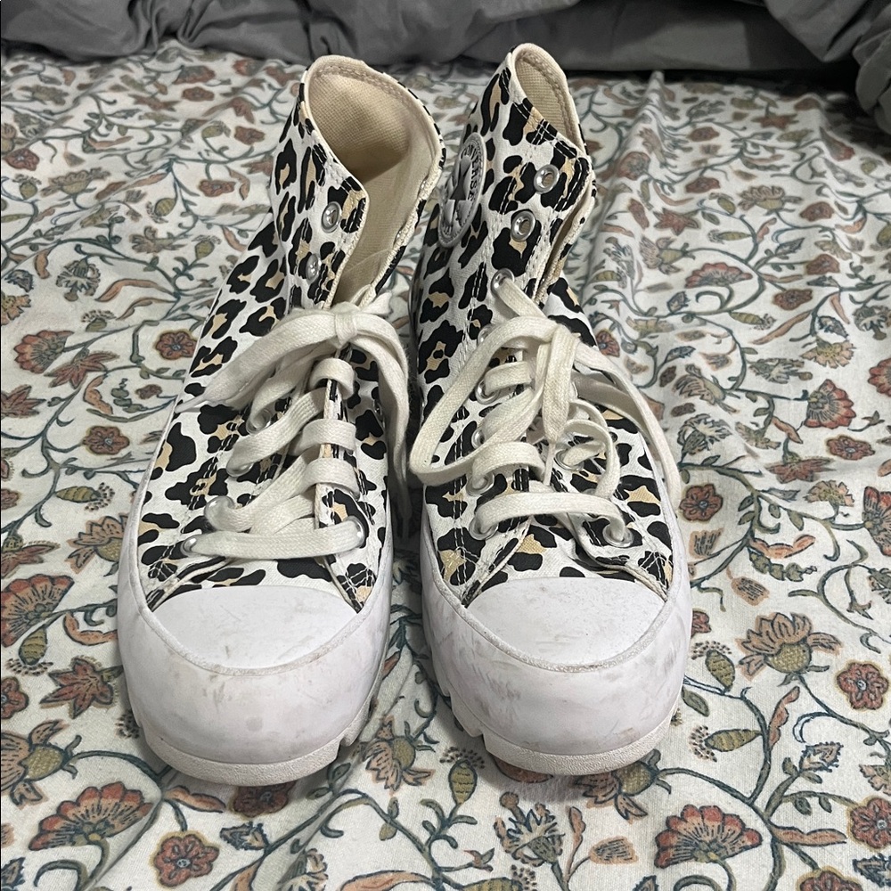 Converse Leopard Print High Tops - Black and White